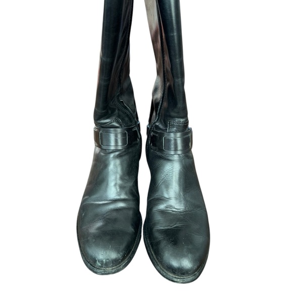 TORY BURCH Black Leather Knee-High Riding Boots Side Zip Derby Equestrian Size 9 - Picture 7 of 12